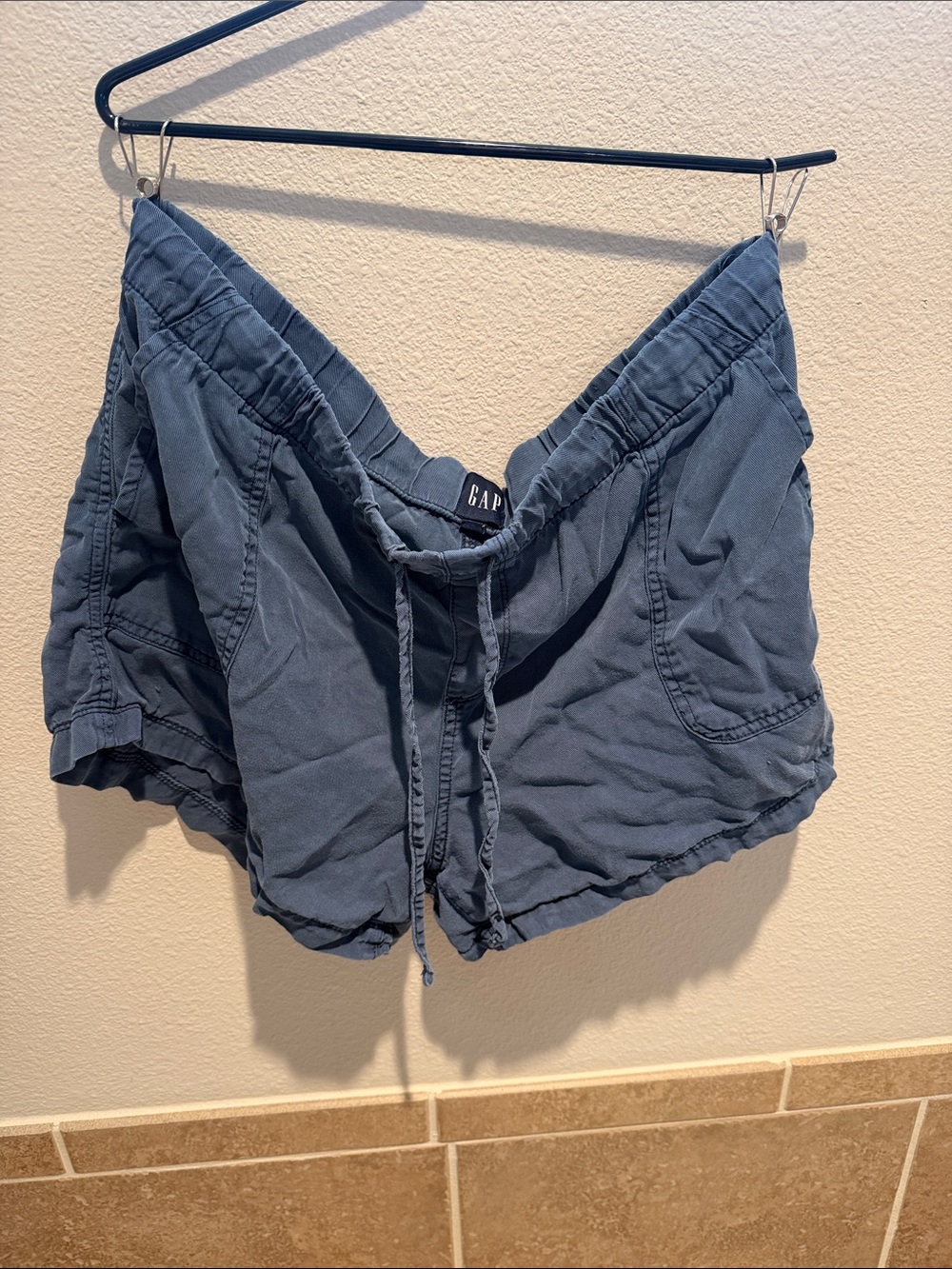 GAP Women's Washed Slate Blue Drawstring Athletic Shorts